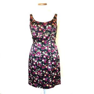 Adrianna Papell Evening Black Floral Cocktail Dress 6
